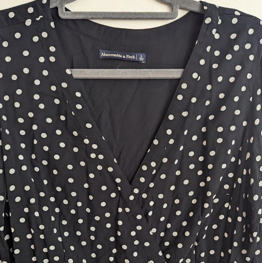 Abercrombie & Fitch Black & White Polka Dot Romper Skort Size Large - Picture 8 of 14